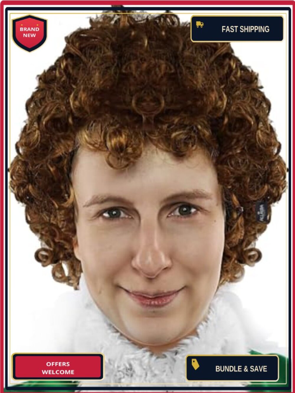 Synthetic Heat-Resistant Brown Afro Wig 70s Disco Costume Adult Unisex